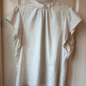 Nine West Cream Flutter Sleeve Blouse